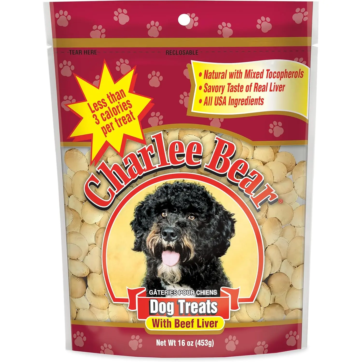 Charlee Bear Original Crunch Dog Treats, Beef Liver, 16 Ounce Resealable Bag, Low Calorie Training Treats For Dogs, Limited Ingredient, Healthy, Crunchy Dog Snacks, Made in USA