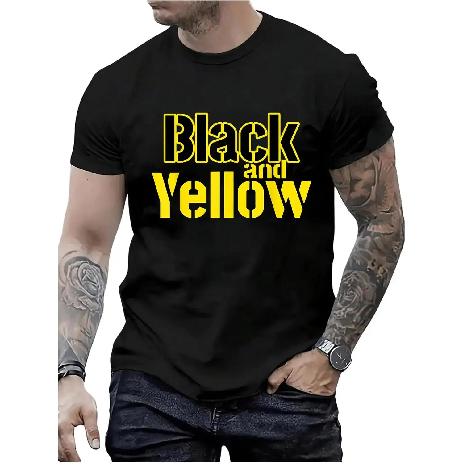 Vintage Pittsburgh Sports T-Shirt for Men and Women, Funny 100% Cotton Black and Yellow Casual Style Tee
