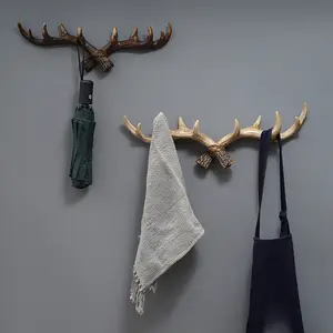 American Vintage Antler Decorative Multi-Functional Hook, Handmade Rustic Wall Hanging Coat Rack, Perfect Home Kitchen Bar Restaurant Decoration Gift