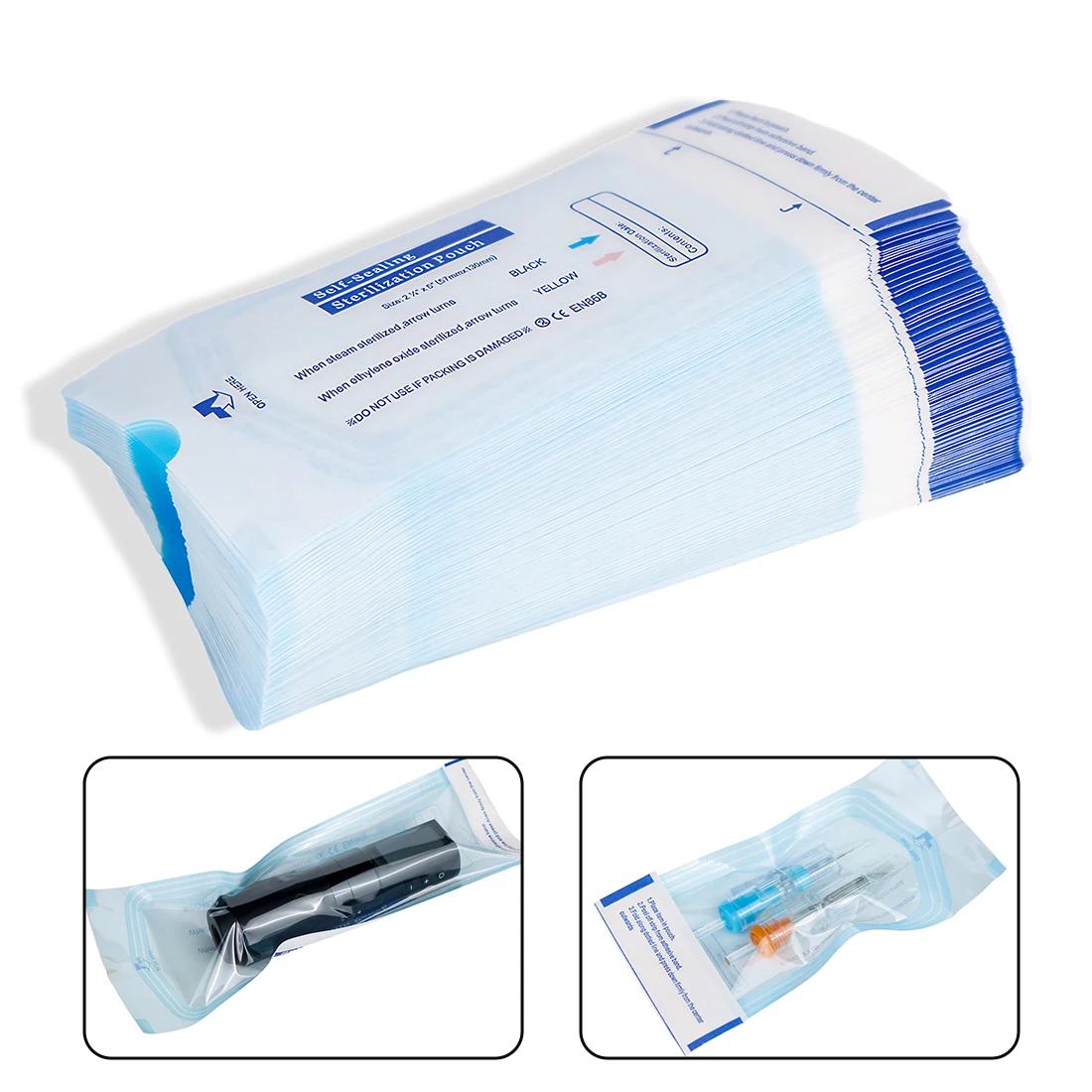 Self-Sealing Sterilization Pouches, Latex-Free, Color Changing Indicator, 3.5" W x 10" L, 200-Count