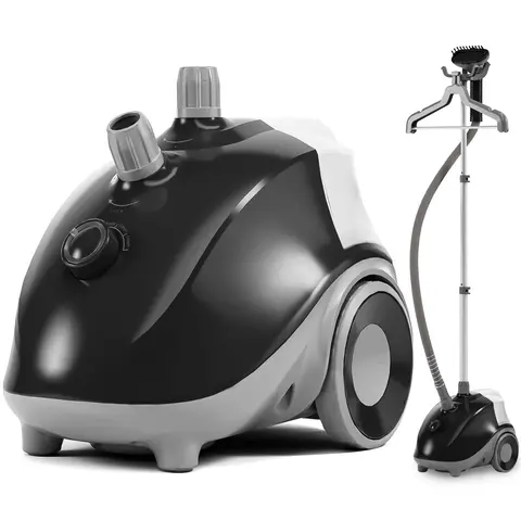 Sweetcrispy Standing Clothing Steamer - 1500W High Heat Powerful Fabric Steamer for Clothes, 1.7L Tank (55 Min Continuous Use), 45s Fast Heat, 131°F Deep Steam Wrinkle Smoothing, 3-Section Telescopic Hose, 15x13x16 in, Curtain Clips, Commercial/Home Use