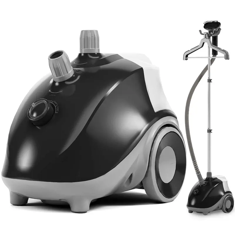 Sweetcrispy Standing Clothing Steamer - 1500W High Heat Powerful Fabric Steamer for Clothes, 1.7L Tank (55 Min Continuous Use), 45s Fast Heat, 131°F Deep Steam Wrinkle Smoothing, 3-Section Telescopic Hose, 15x13x16 in, Curtain Clips, Commercial/Home Use