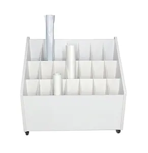 FixtureDisplays® 21 Slot (4X4.7") File Storage Organizer, Removable Inserts, Blueprint Architectural Plans Rolled Up Art Print Display Stand Rolling Wheels 15126-NF