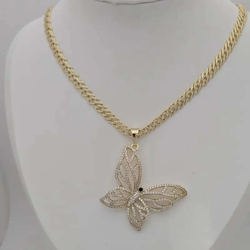 Yoan Jewerly chain #396 and pendant #435 Butterfly Gold plated