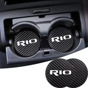 For KIA RIO 2Pcs Car Interior Coaster Water Cup Bottle Holder Anti-slip Pad Mat Silica Gel Bottle Holder Pad Car Accessory