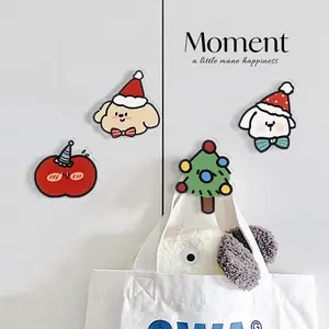 Christmas puppy hole-free hook household traceless adhesive hook wipe towel hook creative cute wall hook