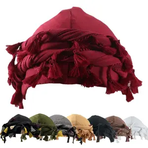 Men's Turban with Tassel Ethnic Durag Head Wrap for Stylish Outdoor Wear Soft Elastic Material for Comfort and Versatility Vintage-Inspired Headwear