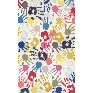 Pinkie Machine Washable Handprint Kids Area Rug