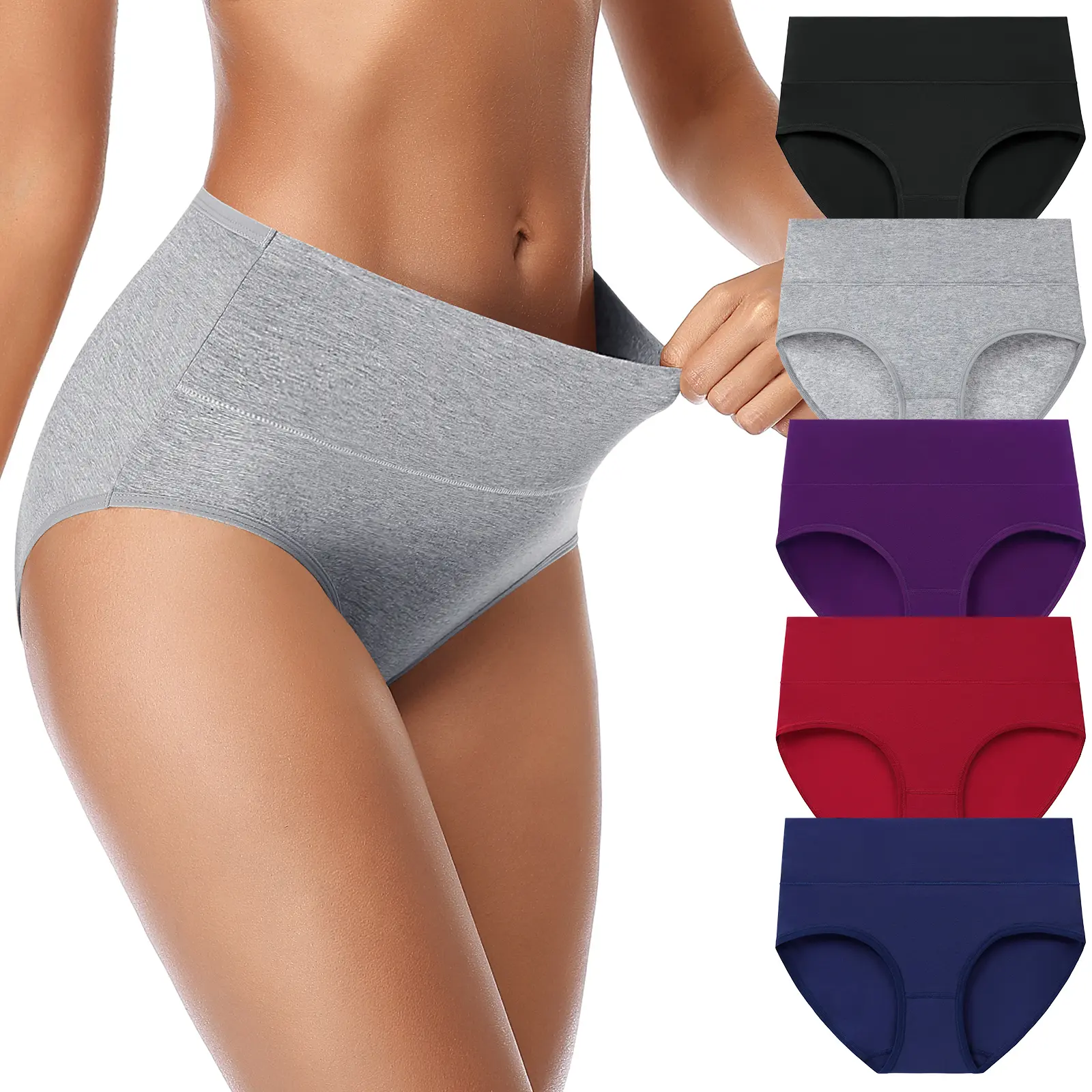 Women's Boy Shorts 5-Pack, High Waisted Soft Cotton Underwear with Tummy Support, Comfortable No-Roll Fit for Everyday Wear, Built to Last, Basic, Halloween, Fade-Resistant, Cotton Blend, Boyshorts, Stretchy, Breathable, Fabric, Panties, Cotton Briefs Bag