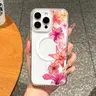 Girly Floral MagSafe Smartphone Case for iPhone 11/12/13/14/15/16-Pro Max, TPU Phone Accessory, Cute Accessory, Slim Fit, Drop-Resistance, Shockproof Protection
