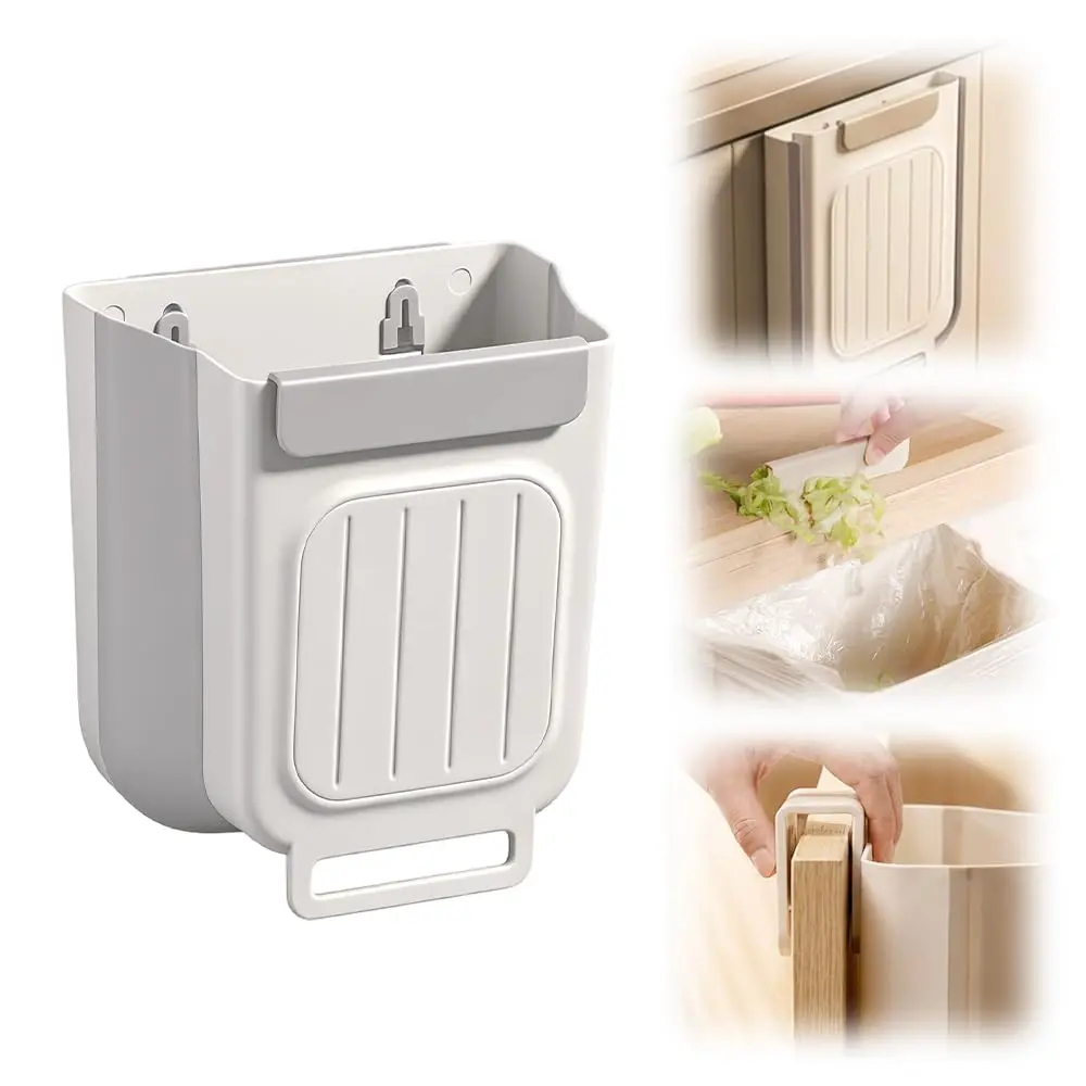 Foldable Kitchen Trash Can, Hanging Trash Bin, Space-saving Hanging Garbage Can for Kitchen Cabinets, Kitchen Accessories Trashcan