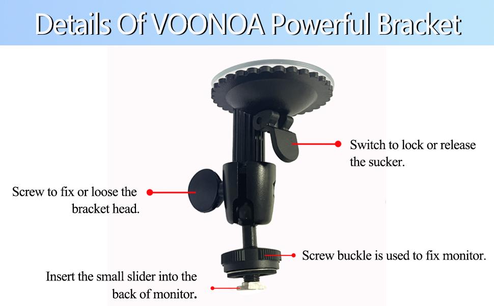 Windshield Suction Cup Bracket Mount for 7 9 10.1 10.36 Inch Monitor Display, Fix The Monitor on Windshield Dash Board, Metal-Made, Adjustable Strong Load-Bearing Mount Holder