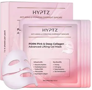 Salmon DNA PDRN Collagen Face Mask – Korean Skincare Hydrogel Overnight Collagen Face Mask for Glass Skin – Lifting, Firming, Moisturizing & Pore Refining – 4 Jelly Masks for Women and Men