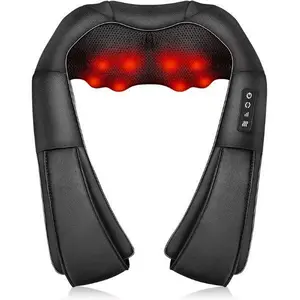 Comfort Electric Heated Massager with Two-way Control for Neck Shoulder Back & Waist Soothing Heat Therapy Ergonomic Design Deep Tissue Kneading Dual Adaptor Gift for Valentine's Day