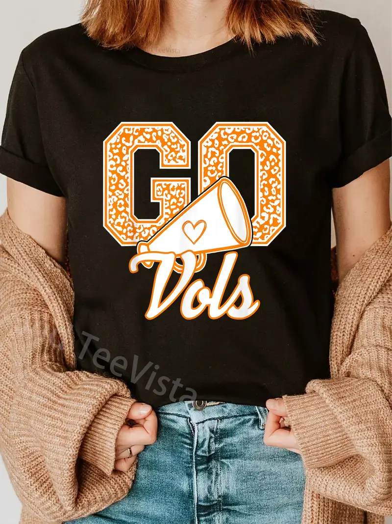 100% Cotton Unisex Go Cheer Tennessee Men Women T-Shirt Casual Graphic Printed Vintage Tshirt