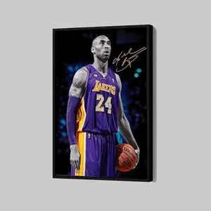 Kobe Bryant Poster Los Angeles Lakers Canvas NBA Wall Art Basketball Framed, Sports Home Decor