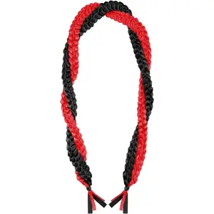 2026 Graduation Ribbon Leis 70 Inch Braided Graduation Ribbon  Lei Braided Necklace Adjustable for High College Party (Black and Red)