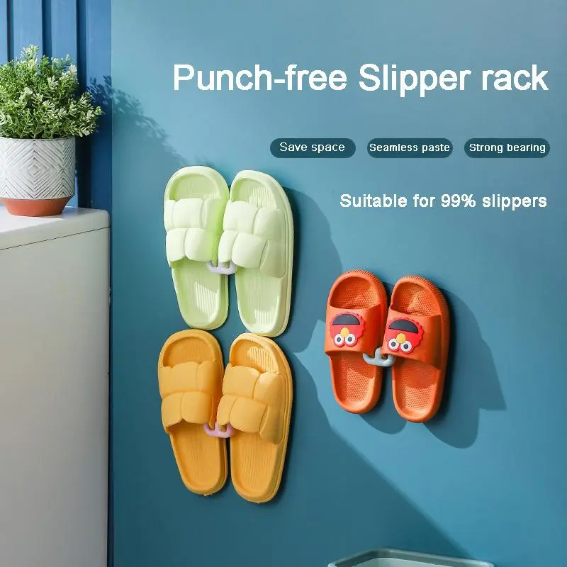 Simple Slipper Hook Toilet Drainage Rack Wall Mounted Bedroom Storage Hook Shoe Drying Rack Organiser Plastic Light Hangable Hangers