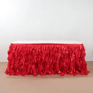 Taffeta Table Skirt 17ft Red - Curly Willow Table Cover
