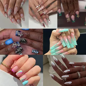 Press On Nails Long Medium Short Almond Square Fake Nails Acrylic Art Nails 1 Pack 24 Pcs