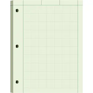 8.5 x 11 100 Sheets Engineering Paper Notebook, Top Glue Binding, 5x5 Quad Ruled Graph Paper, 3-Hole Punched Green Tint Engineering Computation Pad