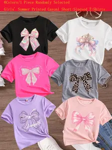 Randomly send 1pc from 6 Colors, 【Summer Casual T-shirts-Daily and Festive Party Knitted Tops-Comfortable Round Neck T-shirts-Birthday or School Uniforms-Professional Shirts, Fun Pattern T-shirts, Outdoor Styles】