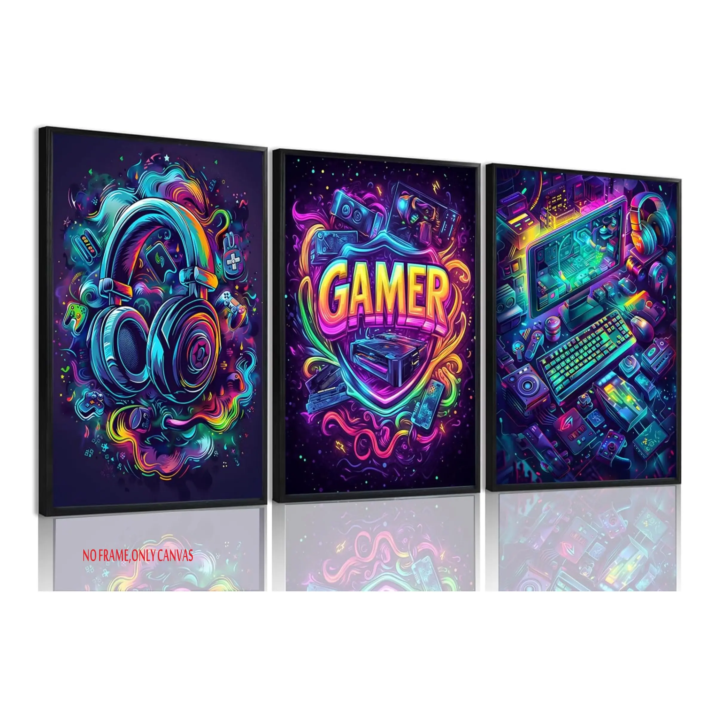 3-piece set, game room decor, Decoration Items, game room decor accessories for teenage boys, game-themed posters for teenage boys' bedrooms, frameless, Room Wall Art, Artwork For Walls, Graphic Prints, Unframed Art Print