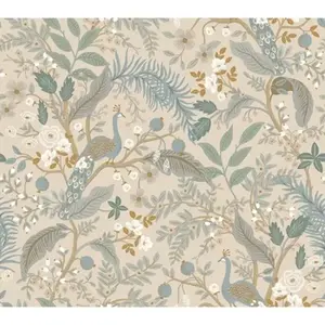 Rifle Paper Co. Peacock Garden Linen Peel and Stick Wallpaper