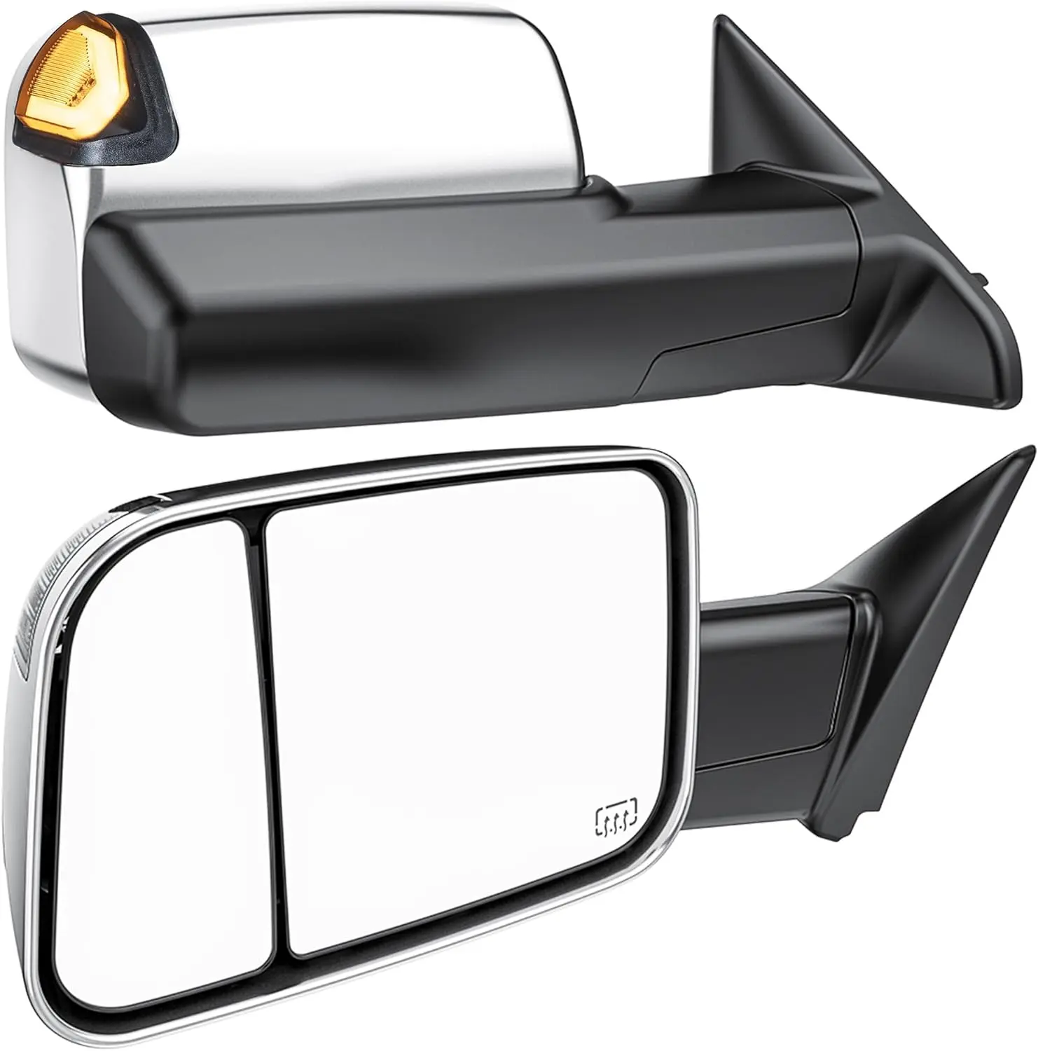 Switchback Signal Tow Mirrors Compatible with Dodge Ram 1500(2009-2018) 2500 3500(2010-2018), Power Heated Flip Up Extended Trailer Towing Side Mirrors w/Puddle Light, Smoked Lens Chrome Housing，Cars accessories