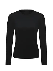 Women's Warm Round Neck Long Sleeve Fitted Basic Thermal Top, Comfortable Fall Winter Base Layer, Christmas Gift Idea