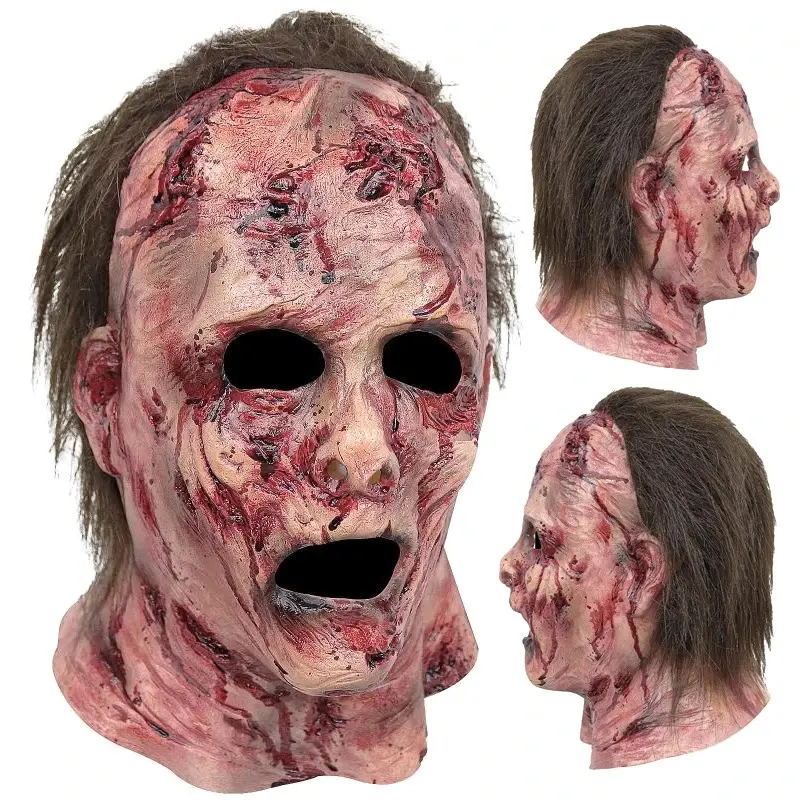 Realistic Scary Bloody Silicone Rubber Clown Head Mask - Comfortable, Waterproof, One Size Halloween Cosplay Headgear for Masquerade Party, Haunted House Decor Prop