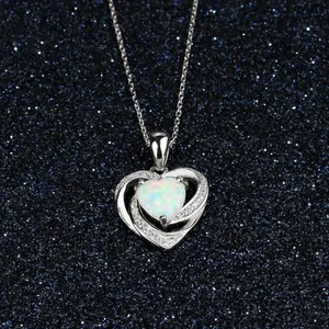 Elegant Heart Shaped Necklace for Women Love Charm for Connection and Bond,Opal Oendant Necklace,Birthday Gift for Bestie,Girlfriend