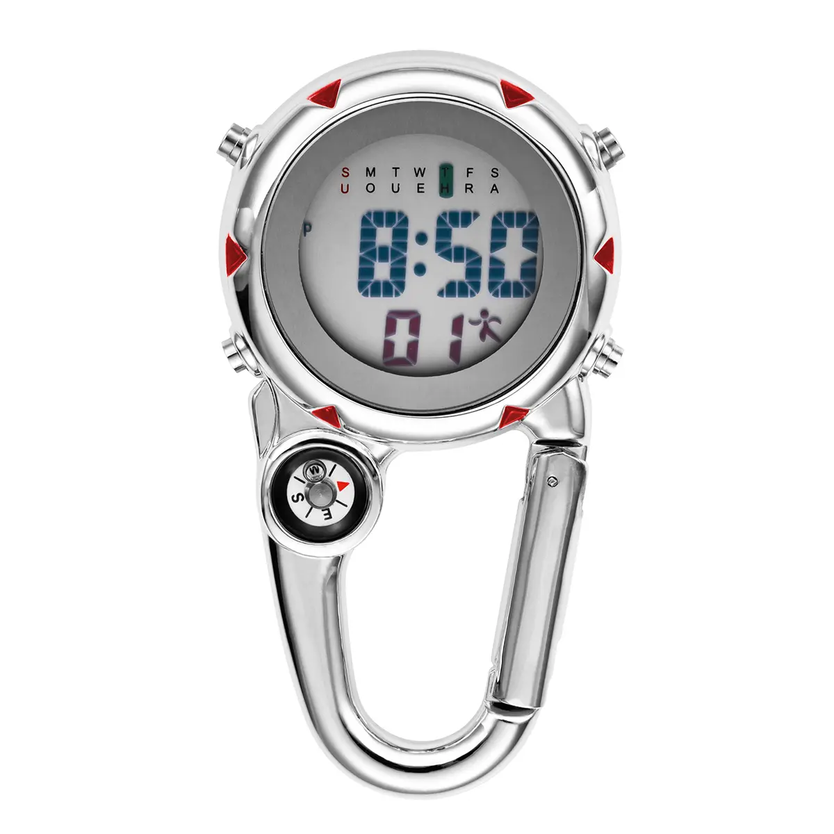 OIDEA Digital Sport Fob Watch for Men, Carabiner Clip-On Wear with Built-In Compass, 3ATM Water Resistance for Hiking, Father's Day Gifts, Gift For Hikers, Campers, Cyclists, Outdoor Explorers, Male Wear