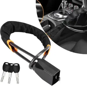 Double Anti-Theft Steering Wheel Lock - Visible Deterrent & Reinforced Locking for Cars, Trucks, SUVs. Universal Fit, Heavy Duty