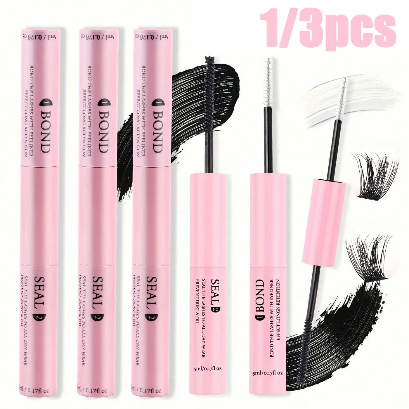 Lash Bond and Seal 10 mL Individual Lash Glue and Sealer, Makeup Super-Strong Hold Waterproof Cluster Lash Glue for DIY Lash Extensions, 48–72-Hour Wear Eyelash Extension Kit
