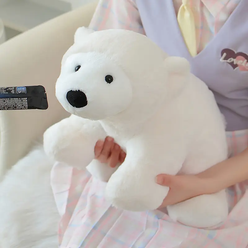 Ultra Soft Polar Plush Stuffed Toy - Durable Soft Fluffy Cuddly Doll Gift, 25cm/50cm White Cuddle Pillow, Premium Kids Toy, Minimalist Bedroom Decor Fit