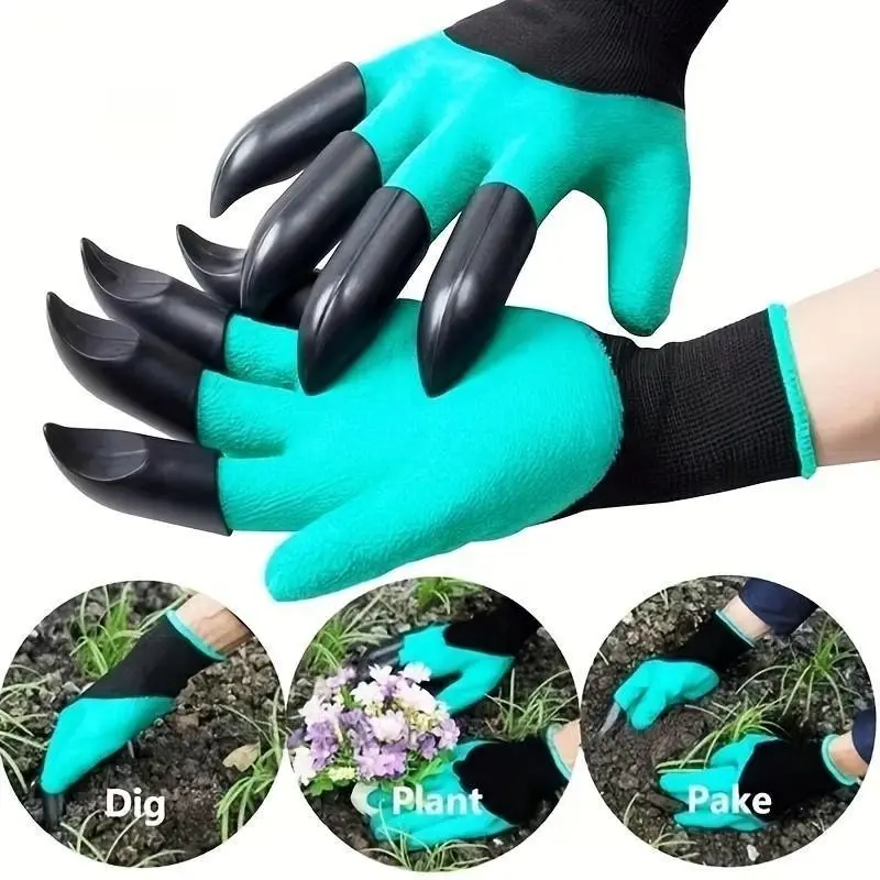 Waterproof Gardening Gloves with Claws for Digging and Planting, Thorn-Resistant Latex, Hand Washable, and Design