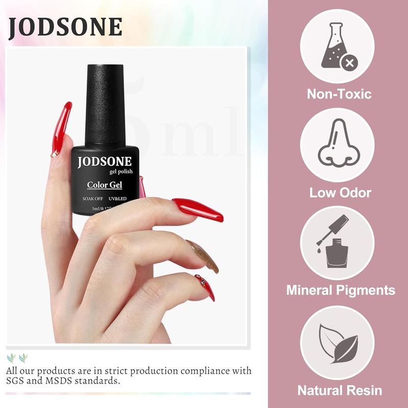 JODSONE 36 PCS Gel Nail Polish Set with 32 Colors Gel polish Kit Base Coat No Wipe Matte GlossyTop Coat Nail Polish Set Green Blue Red Pink Summer nail Collection Gifts for Women