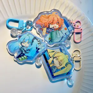 Vocaloid Utau Glitter triple baka Keychain: Hatsune Miku, Kasane Teto, Akita Neru