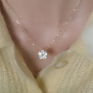 natural mother of pearl Flower Delicate  Jewelry Accessory，Holiday Birthday Valentine's Day Gift for Girlfriend Women Girls, Elegant All- match Classic Daily Wear，Creative Christmas New Year's Minimalist Cute Fashion Pendant Chain Necklace
