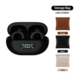 SummerWins Wireless Ear Hook Earphone with Digital Display Charging Case Bluetooth 5.3 Fitness Earbuds for Sports Running Secure HIFI Open-Ear Sound Black Electronic Chargeable