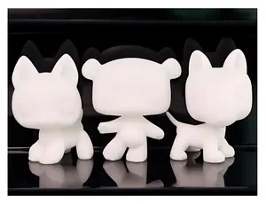 3 Pcs ABS DIY Custom Blank Bobble-Head Animal Action Figure Kits with White Base Model, Painting Crafts Props, Decor Ornaments, Birthday Cake Topper, Trendy Accessories for Boys and Girls 12 Years Above