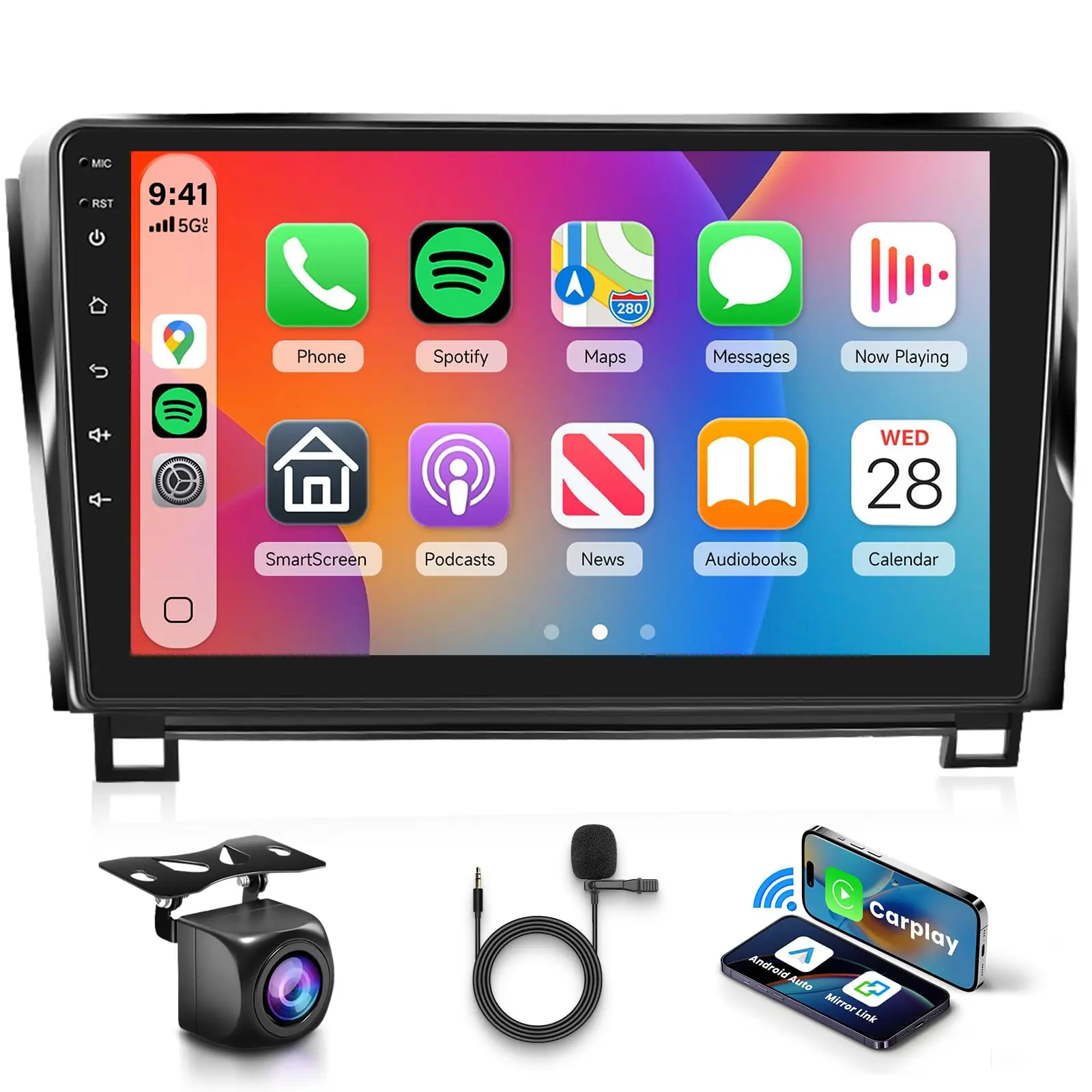 2G+64G Android 15 Car Stereo for Car Radio for Toyota Tundra 2007-2013 & Toyota Sequoia 2008-2018 Wireless Carplay Android Auto, 10.1 Inch Touch Screen GPS/WiFi/Bluetooth/SWC/Backup Camera