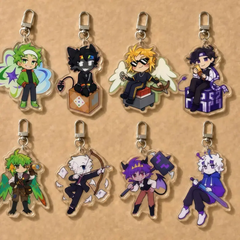 Unstable Universe Quartet Acrylic Keychain – ParrotX2, FlameFrags, SpokeIsHere, ClownPierce, Wemmbu & Lomedy Characters, SMP Gamer Bag Charm