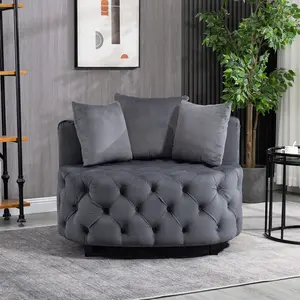 Dreamzon furniture Accent Chair / Classical Barrel Chair for living room / Modern Leisure Chair (Grey)