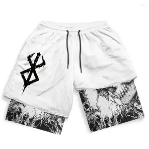 Gothic Dark Style Skull & Symbol Double-Layer Shorts | Niche Street Edgy Design Personalized Casual Shorts
