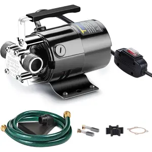 1/10HP 330GPH 115-Volt Mini Portable Electric Utility Sump Transfer Water Pump with ON/OFF  and Water Hose Kit Black