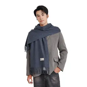 Men's wool scarf Women's winter warm cashmere scarf Boys solid color winter popular men's scarf
