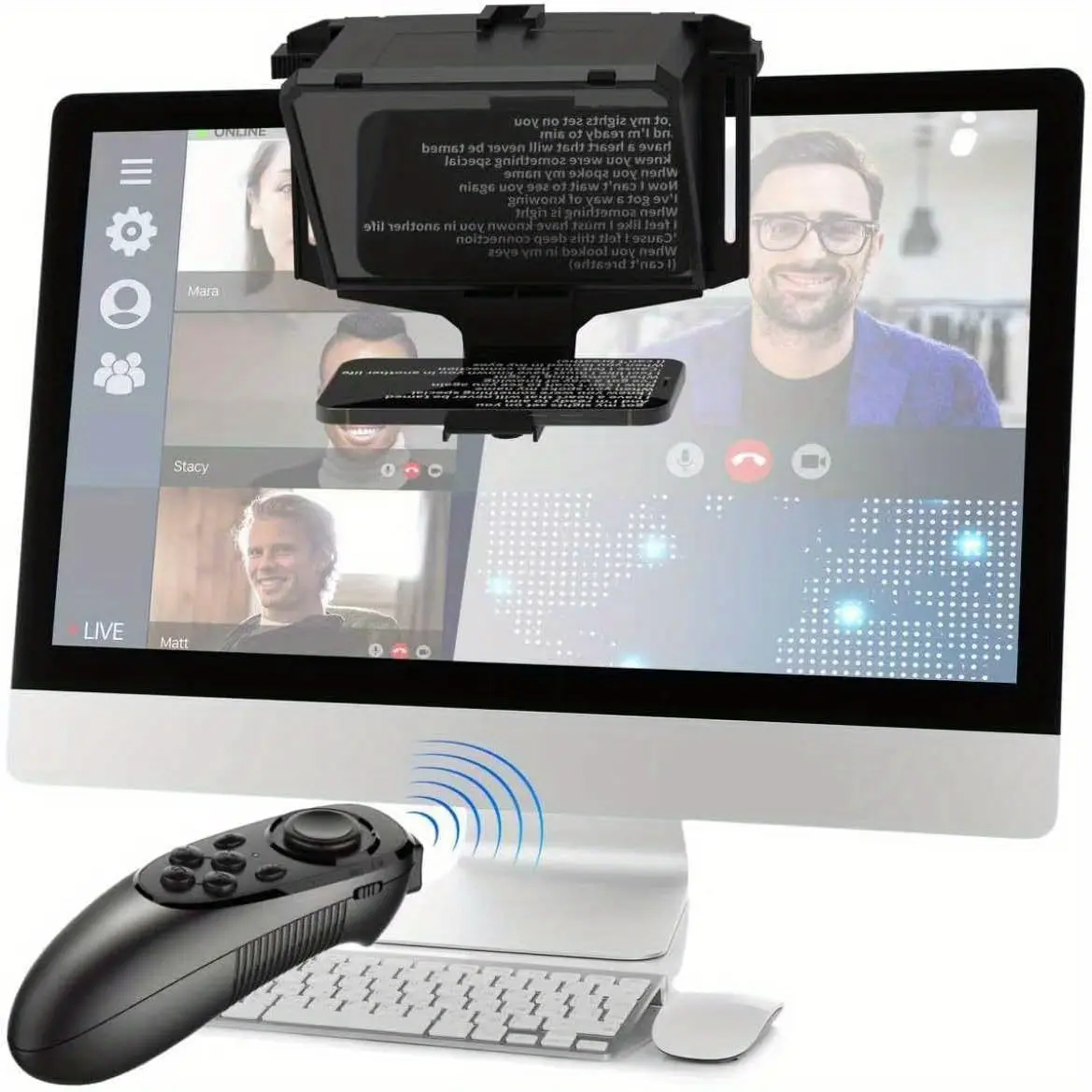 7.7-inch Portable teleprompter, Handheld/Desktop/Monitor 3-in-1 Mode, HD 70/30 Beam Splitter Glass, Supports Remote Control, Compatible with iOS/Android Tablets