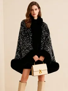 Luxury Winter Warm Plush Shawl, Casual Fashion Accessory, Soft and Cozy Plush Cape Shawl, Elegant Match for Cold Weather, Fluffy Soft Scarf